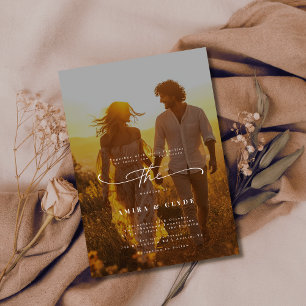 Rustikales Boho Trendy Romantic Sunset Foto Weddin Einladung