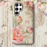 Rustikales Boho Wasserfarbe Antike Rose mit Monogr Samsung Galaxy Hülle<br><div class="desc">Herrliche Sprays aus rosa Rosenblüten und Knospen und zartes grünes Blattwerk auf einem rustikalen Hintergrund aus verwittertem Holz mit Textfeld für Ihren Namen oder Monogramm.</div>