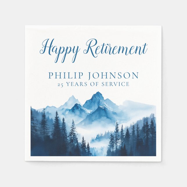 Rustikales Boho Watercolor Mountains Rentierungs-P Serviette (Vorderseite)