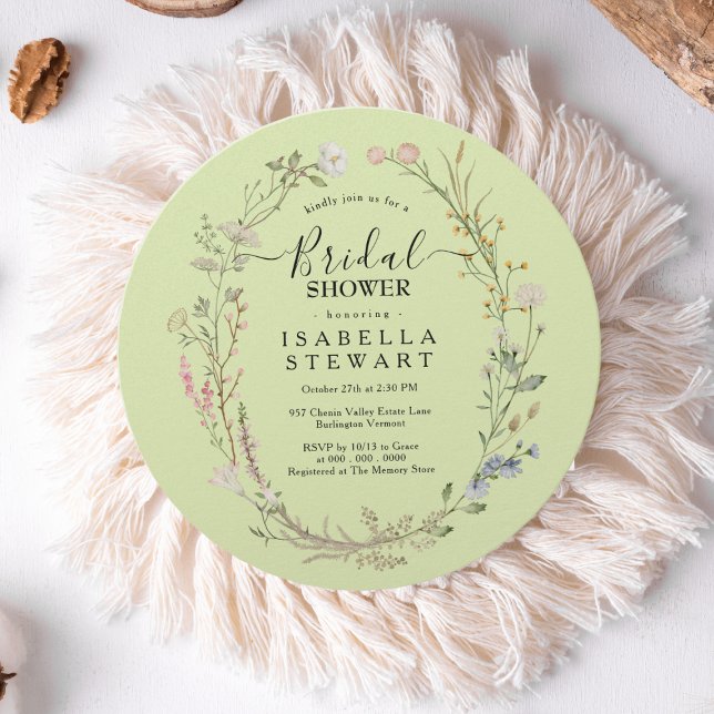 Rustikales Boho Wildblume Lime Green Brautparty Einladung (Von Creator hochgeladen)