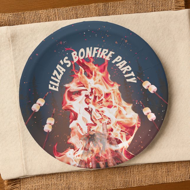 Rustikales Bonfire and Marshmallows Paper Plate Pappteller (Rustic Bonfire and Marshmallows Paper Plate
)