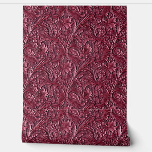 Rustikales Bordeaux-gefertigtes Leder Tapete