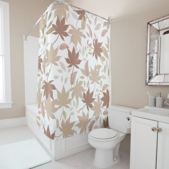 Rustikales Botanisches Ahorn-Blätter Muster Herbst Duschvorhang (Beispiel)