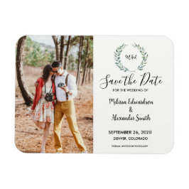 Rustikales botanisches Aquarell-Blätter Monogramm Magnet