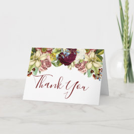 Rustikales Botanisches Burgund Vielen Dank Karte