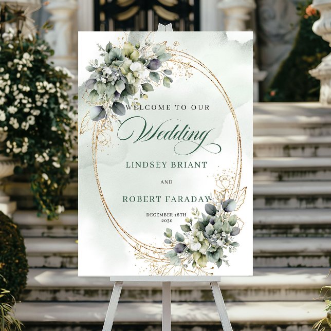Rustikales Botanisches Eukalyptus-Willkommensposte Poster (Rustic Botanical Eucalyptus Welcome Poster)