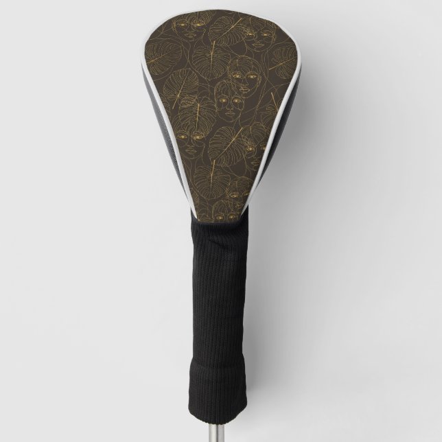 Rustikales botanisches Gesichtslinienmuster (1) Golf Headcover (Vorderseite)