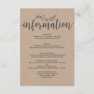 Rustikales botanisches Hochzeitshaus Begleitkarte