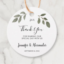 Rustikales botanisches mit Monogramm Danke für Ihr Geschenkanhänger