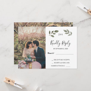 Rustikales botanisches mit Monogramm Foto Hochzeit Einladung