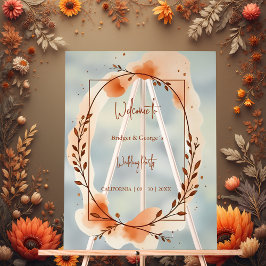 Rustikales Botanisches Terrakotta Hochzeitskranz Acrylschild