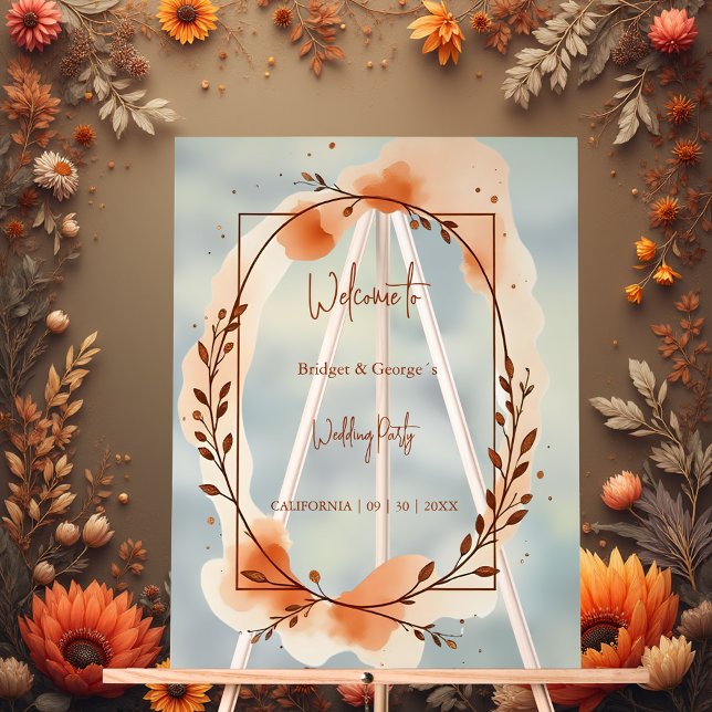 Rustikales Botanisches Terrakotta Hochzeitskranz Acrylschild (Von Creator hochgeladen)