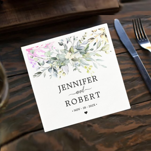 Rustikales botanisches Thema | Eukalyptus Wedding Serviette (Enhance your wedding table decor with our Rustic Botanical Eucalyptus Greenery Wedding Napkins.)