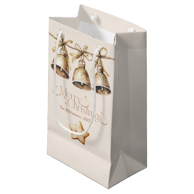 Rustikales botanisches Weihnachtsfest Kleine Geschenktüte (Vorderseite Schrägansicht)