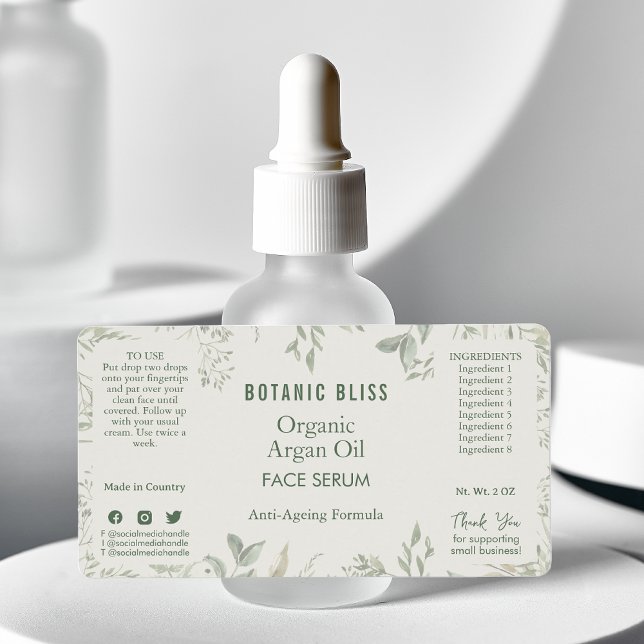 Rustikales botanisches Zahnarztsiegel (Rustic Botanical Sage Green Cosmetic Product Label )