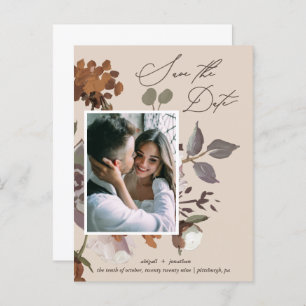 Rustikales Bouquet Beige Save the Date Einladungspostkarte