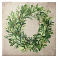 Rustikales Boxwood Wreath Berries Aquarellhaus