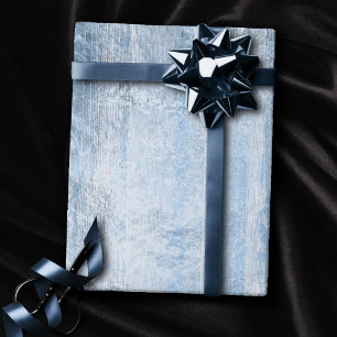 Rustikales Branding Dusty Blue Silver Wood Plank Geschenkpapier