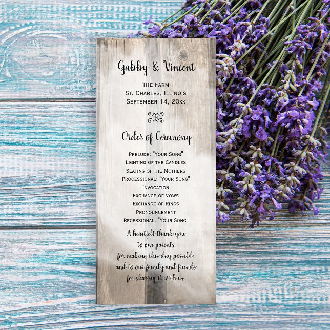 Rustikales Brauerei-Hochzeitsprogramm Programm (Give the guests of your barn wedding the order of ceremony with this rustic program.)