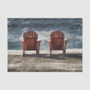 Rustikales Braun Adirondack Beach Stühle Art Seidenpapier