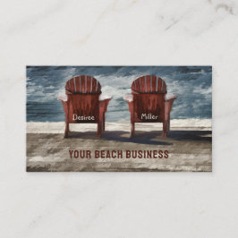 Rustikales Braun Adirondack Beach Stühle Art Visitenkarte