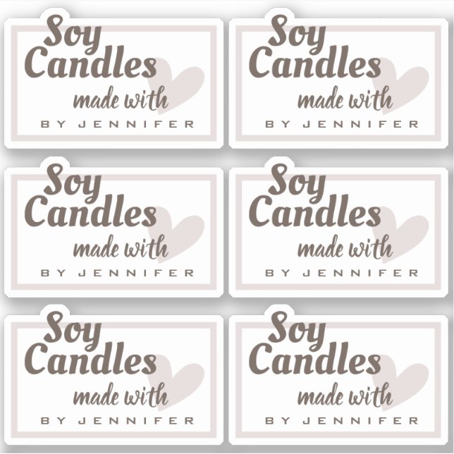 Rustikales Braun aus Liebe Herz Naturkerzen Aufkleber (Vorderseite)