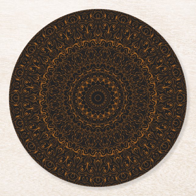 Rustikales Braun Mandala mit Western Charm Runder Pappuntersetzer (Vorderseite)