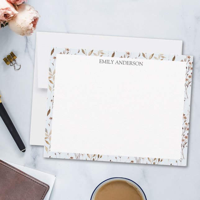 Rustikales braunes Blume Leaf florales botanisches Mitteilungskarte (In situ)