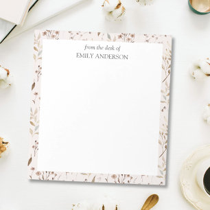 Rustikales braunes florales Botanik-Design 'Von de Notizblock