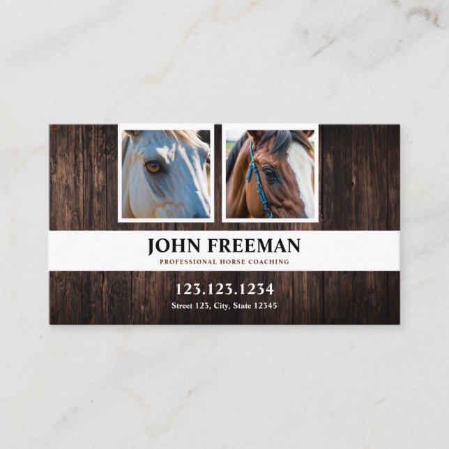 Rustikales braunes Foto Pferde Pferdekühe Gecoacht Visitenkarte (Vorderseite)