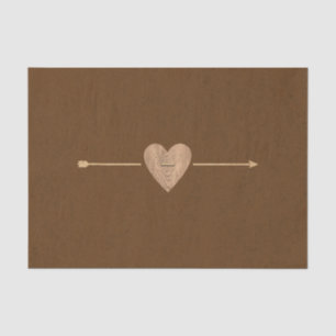 Rustikales braunes Kraft Heart Arrow Brautparty Seidenpapier