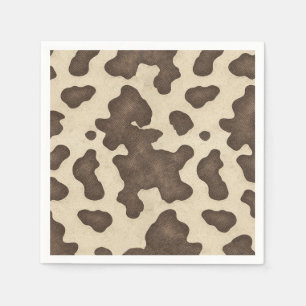 Rustikales braunes Kuh Print Country Western Rodeo Serviette