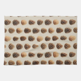 Rustikales braunes Pine Cone Wintermuster Geschirrtuch