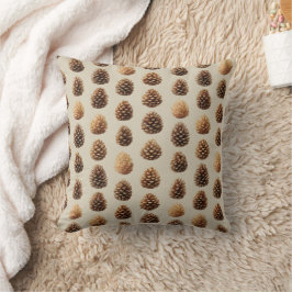 Rustikales braunes Pine Cone Wintermuster Kissen