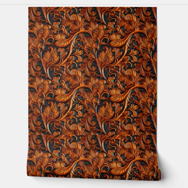 Rustikales, braunes, schwarz gefertigtes Leder Tapete (Abrollen)