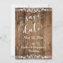 Rustikales Braunholz mit Rollen Save the Date