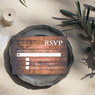 Rustikales Braunholz RSVP Karte