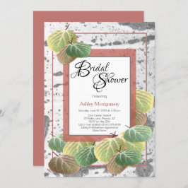 Rustikales Brautparty Aspen Bark und Blätter Einladung