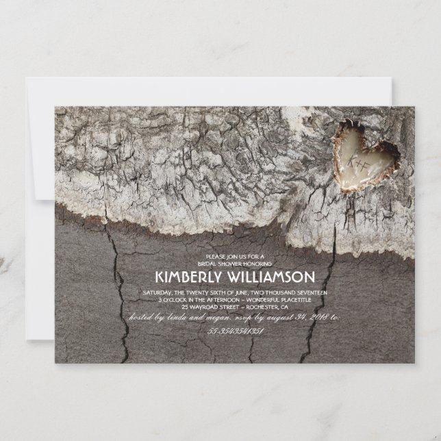 Rustikales Brautparty aus geschnitztem Holz Einladung (Vorderseite)