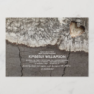 Rustikales Brautparty aus geschnitztem Holz Einladung