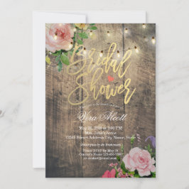 Rustikales Brautparty aus Holzflorenstreifen Einladung