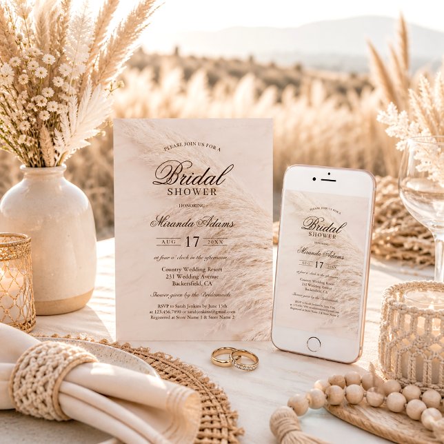 Rustikales Brautparty Boho Pampas Grass Einladung (Von Creator hochgeladen)