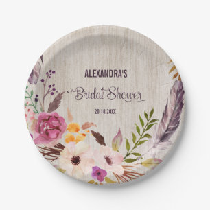 Rustikales Brautparty Boho Party Plate Pappteller