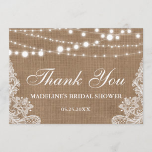Rustikales Brautparty Burlap Lights Lace Vielen Da Dankeskarte