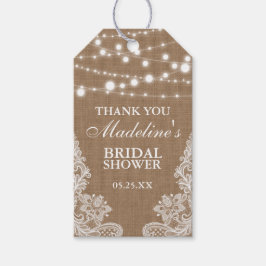 Rustikales Brautparty Burlap Lights Lace Vielen Da Geschenkanhänger