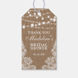 Rustikales Brautparty Burlap Lights Lace Vielen Da Geschenkanhänger