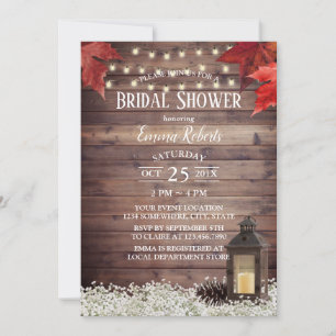 Rustikales Brautparty der Hochzeit im Herbst Einladung