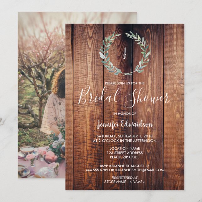 Rustikales Brautparty Einladung (Vorne/Hinten)