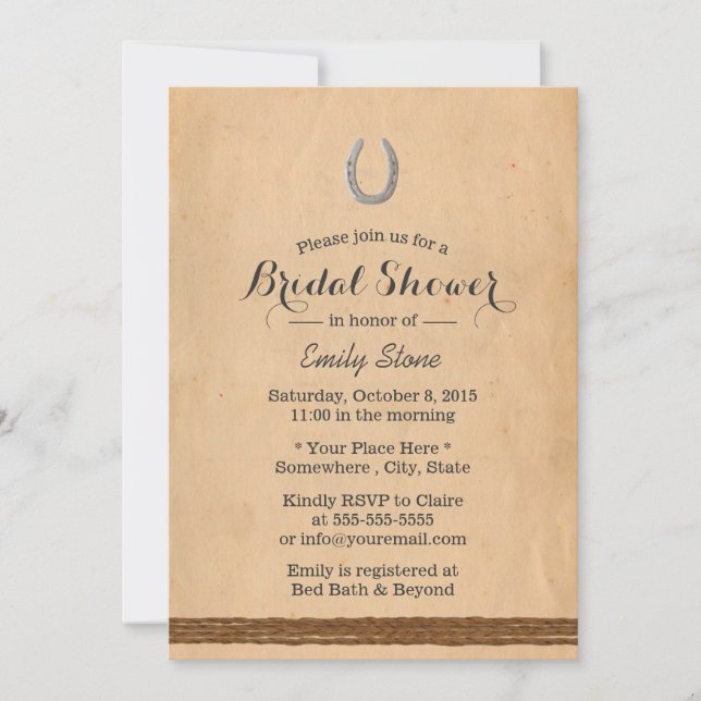 Rustikales Brautparty Einladung (Vorderseite)