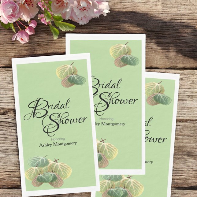 Rustikales Brautparty Fall Aspen Blätter Grün Serviette (Personalized guest towels)